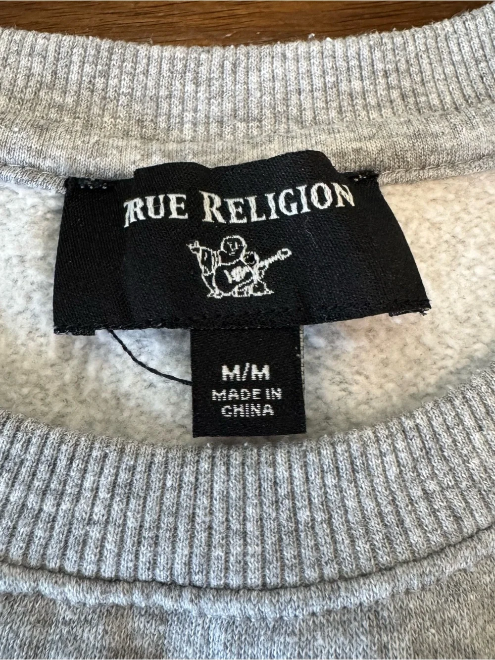 True Religion Mens Classic Gray Sweatshirt Black Logo Size Medium